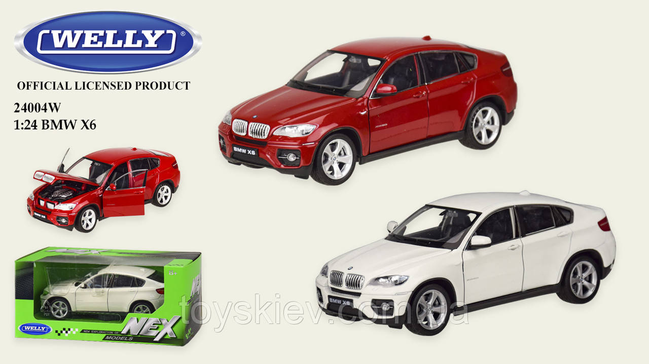 

Машина метал 24004W (24шт|4) "WELLY"1:24 BMW X6,откр.двери,капот,2 цвета,в кор.23*11*10 см, р-р игру