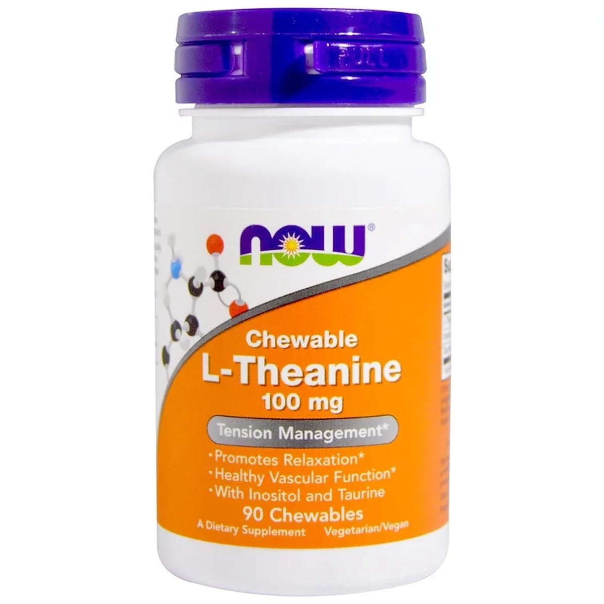 

L-Теанин, L-Theanine, Now Foods, 100 мг, 90 жевательных таблеток