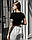 Коротка літня футболка жіноча "Рібана" однотонна чорна, фото 2
