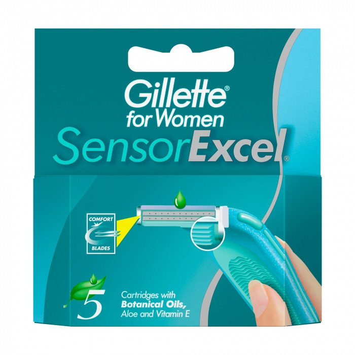 

Сменные картриджи для бритья женские Gillette Sensor Excel for women 5шт Кассеты Джилет Сенсор