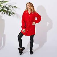 Жіноча стильна сорочка-туніка №750 (р. 50-60) червоний, фото 1
