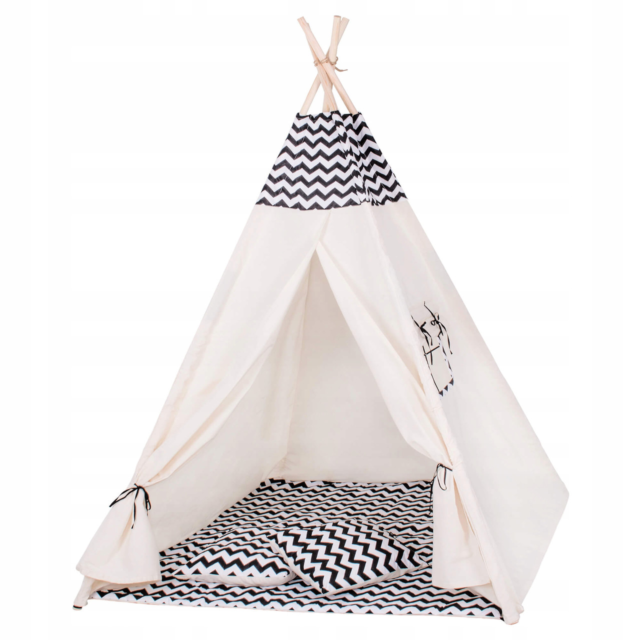 

Детская палатка вигвам Springos Tipi XXL TIP02 White Black, КОД: 2418670, Белый