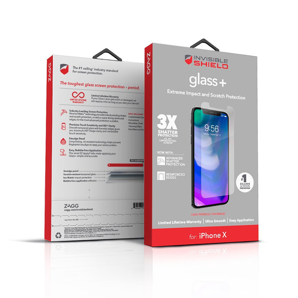 

Защитное стекло ZAGG InvisibleShield Glass+ для iPhone 11 Pro | X | XS, Серебристый