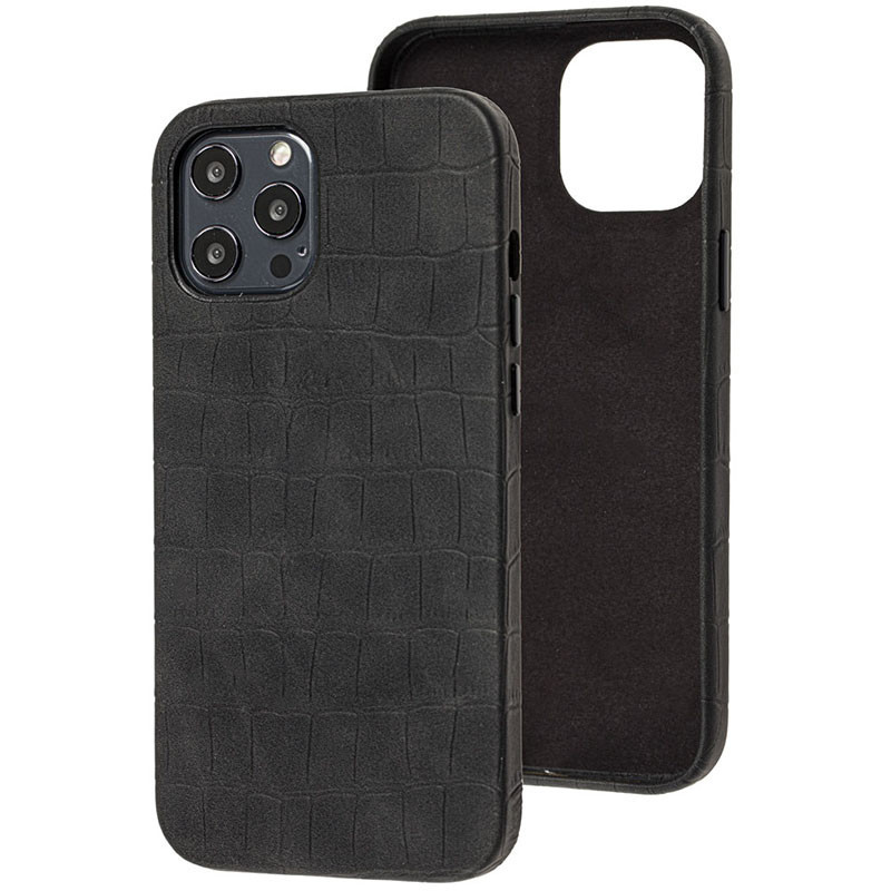 

Кожаный чехол Croco Leather для Apple iPhone 12 Pro Max (6.7") Black