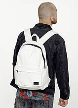 Стильный мужской белый рюкзак городской, повседневный, для ноутбука 15,6 из матовой эко-кожи
