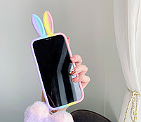 Чехол попит силиконовый антистресс для телефона iPhone 12 pop it кейс с пупыркой радужный кролик, фото 5