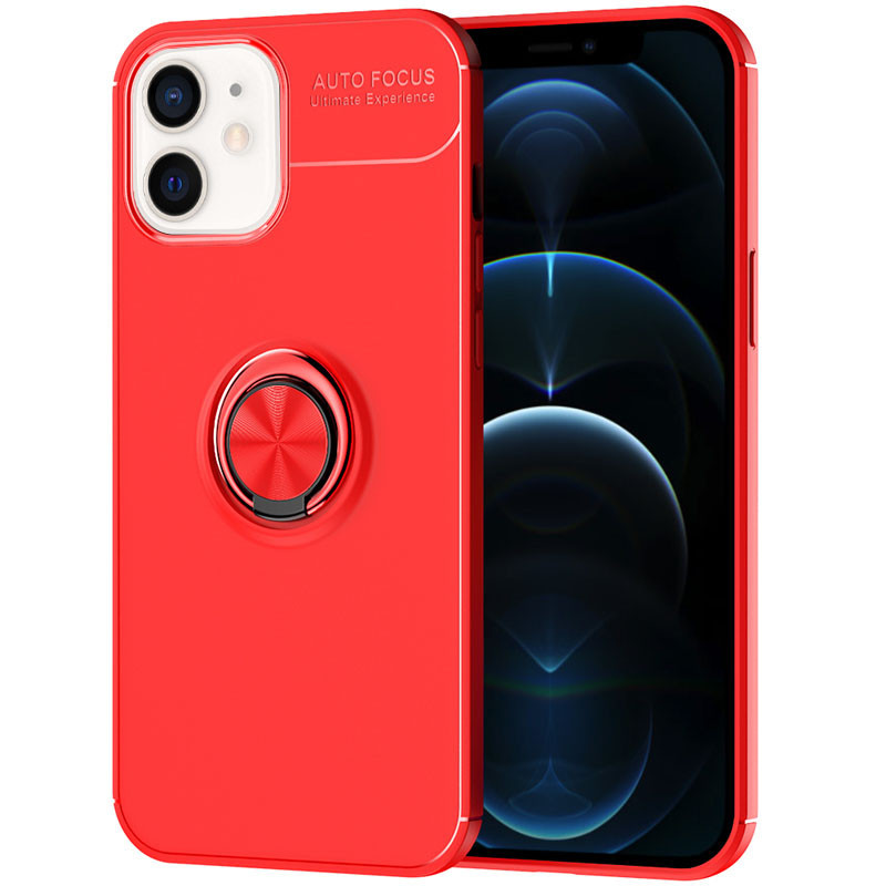 

TPU чехол Deen ColorRing под магнитный держатель (opp) для Apple iPhone 12 mini (5.4"), Красный / красный