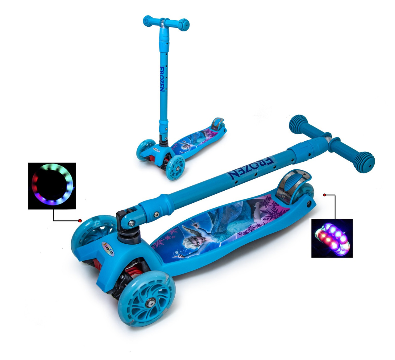 

Самокат Maxi Scooter Disney Frozen с наклоном руля и складная ручка