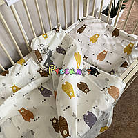 Постельный набор в детскую кроватку (3 предмета) Мишки коричневые, фото 1