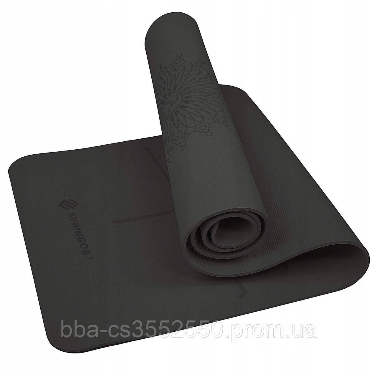 

Коврик (мат) для йоги и фитнеса Springos TPE 6 мм YG0016 Black