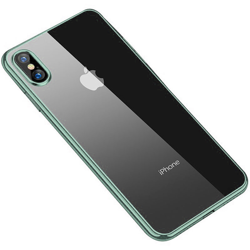 

Прозрачный силиконовый чехол с глянцевой окантовкой Full Camera для Apple iPhone X / XS (5.8"), Зеленый