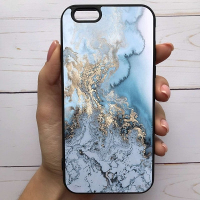 

Чехол Mood для iPhone 6/6s с рисунком Мрамор голубой с золотистым SKL68-287006, Разные цвета