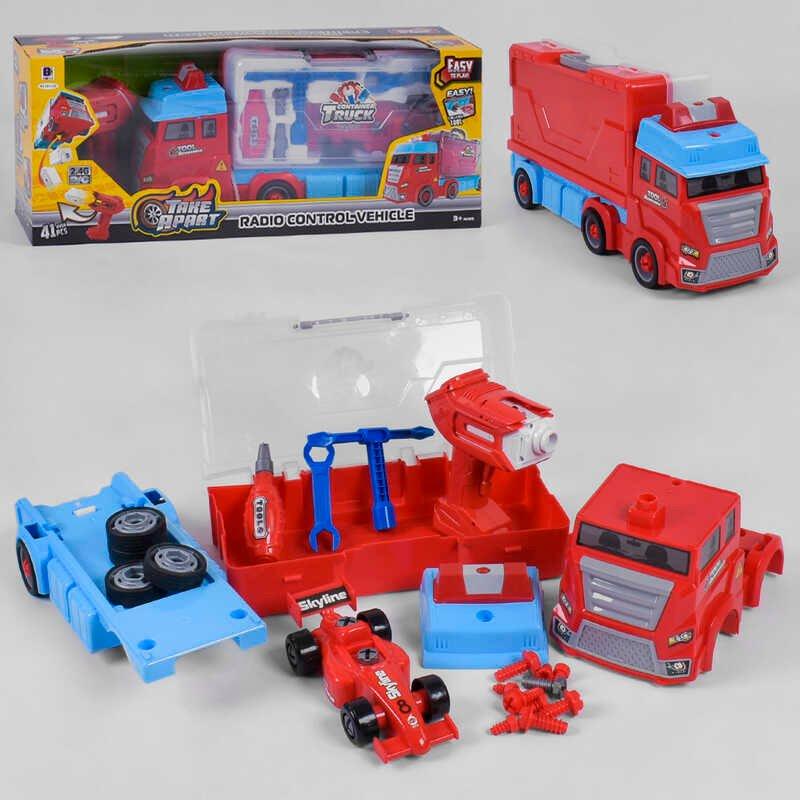 Красный конструктор трейлер. Красный конструктор. DHL машинка трейлер игрушка.