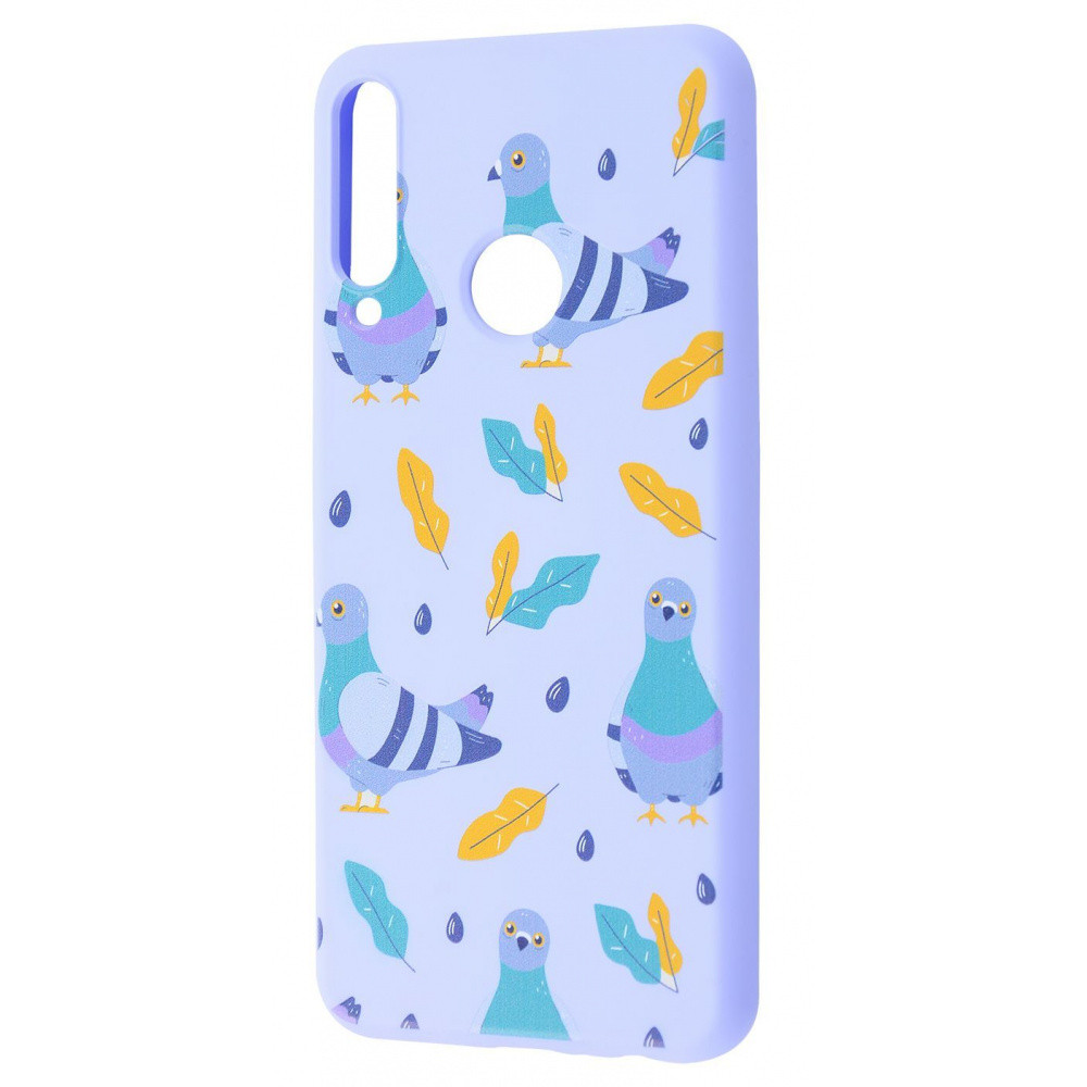 

Чехол накладка Huawei Y6p WAVE Fancy Case (TPU) pigeon with sunflower seeds/light purple