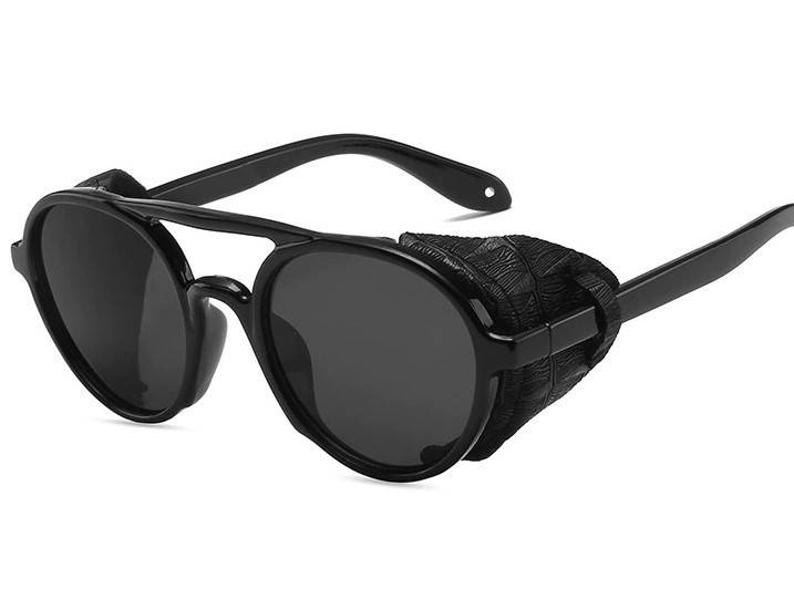 Очки в стиле стимпанк солнцезащитные с мягкими шорами UV400 (арт. KD97044/5) черный, фото 2