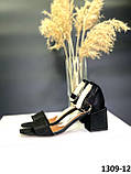 Босоножки женские кожаные черные на квадратном каблуке, фото 2