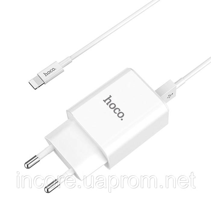 

Зарядний пристрій Hoco C62A Victoria 2USB/2.1A з кабелем Lightning White, Белый