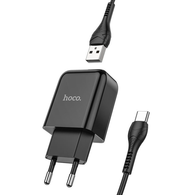 

Сетевое зарядное устройство для телефона + кабель Type-C Android HOCO N2 |1USB, 2.1A| Черный