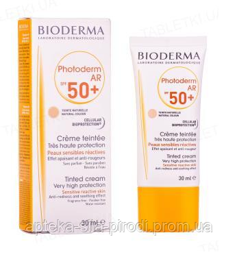 

Крем солнцезащитный Bioderma Photoderm AR для лица с тональным эффектом, SPF 50+, 30 мл