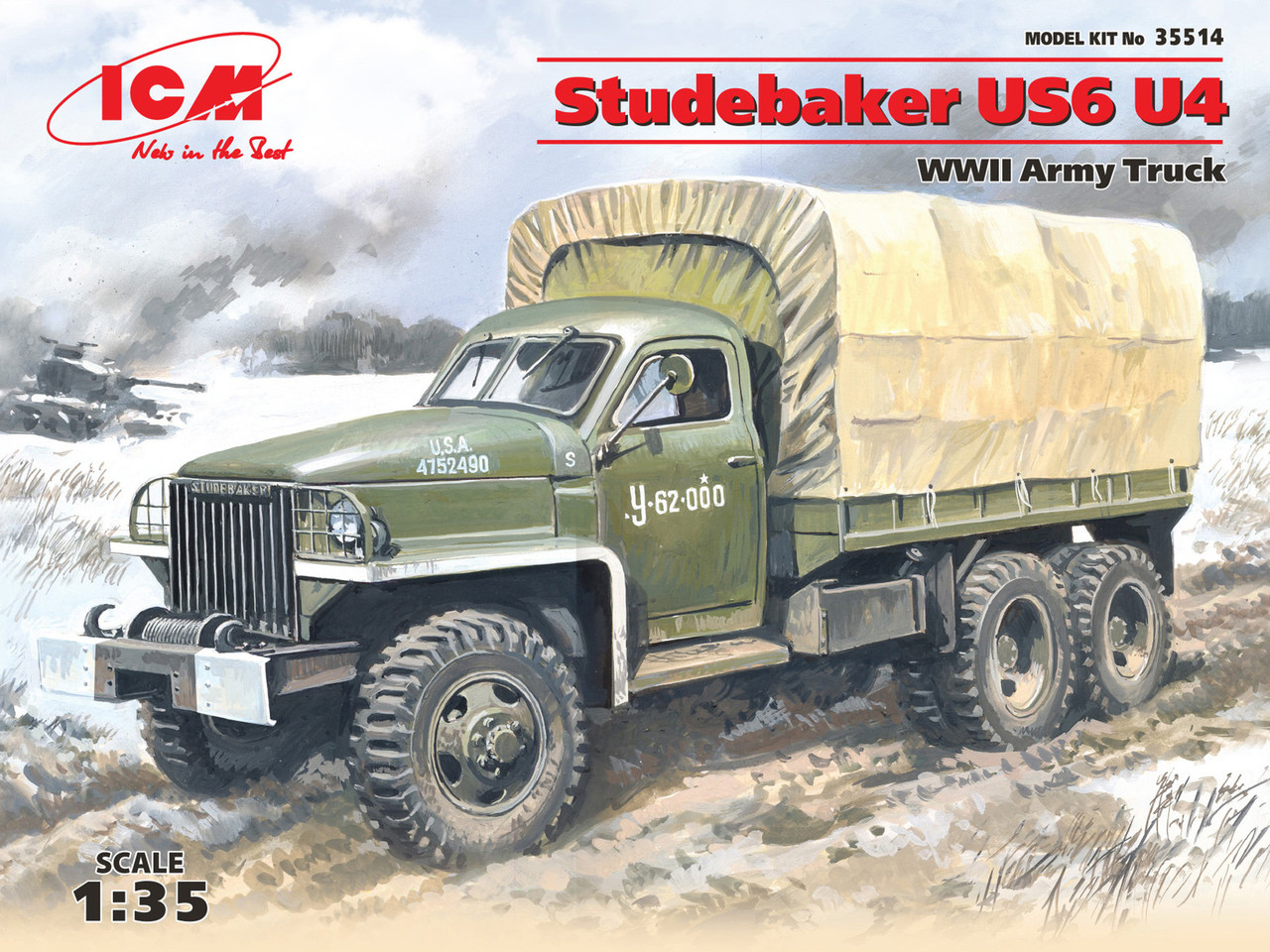 

Studebaker US6 U4. Сборная модель американского военного грузового автомобиля. 1/35 ICM 35514