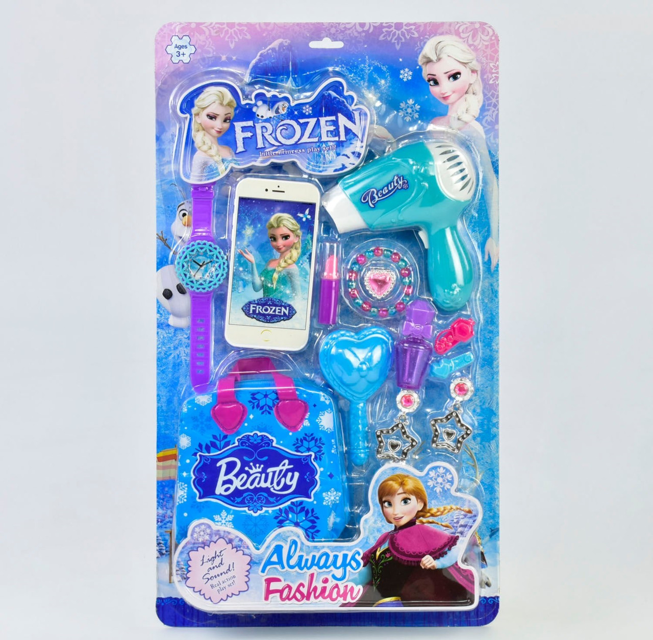 

Аксессуары для девочек FROZEN на листе, смартфон, часы, голубой