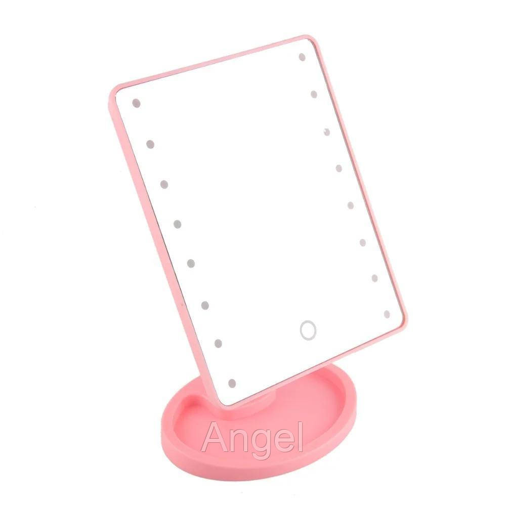 

Косметическое зеркало для макияжа с LED подсветкой Magic Makeup Mirror - розовое,, Аксессуары косметические