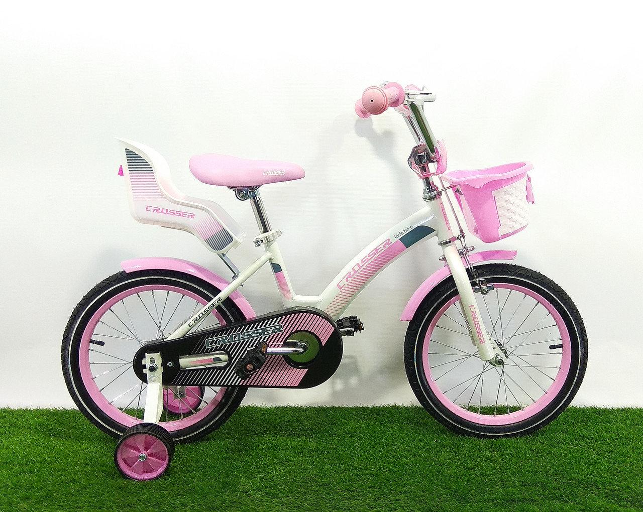 

Детский велосипед для девочки Crosser Kids Bike 18" бело-розовый