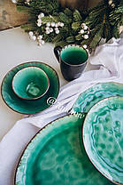 Набор 6 керамических зеленых тарелок Малахит 21 см, фото 2