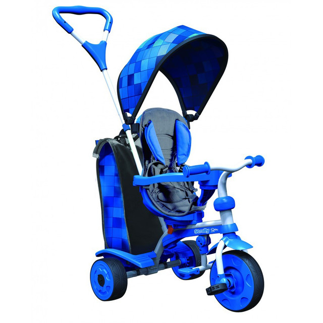 Триколісний Дитячий велосипед трайк Y STROLLY Spin 2 в 1 синя мозаїка (100910)