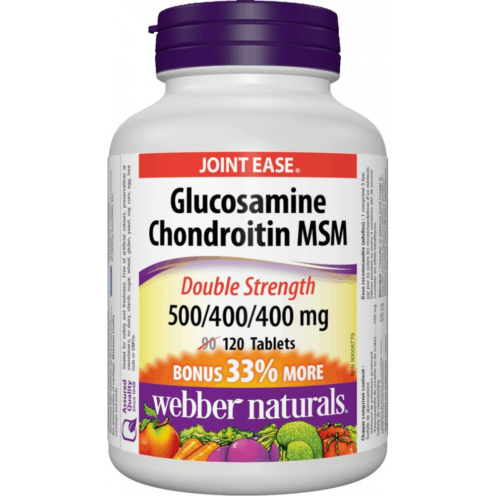 Для суставов и связок Webber Naturals Glucosamine Chondroitin MSM D. S. 500/400/400mg 120 таблеток