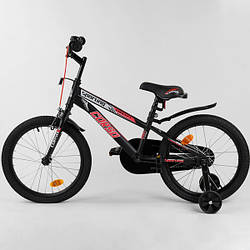 Велосипед на рост 110-140 см, 18 дюймов, черный (доп. колеса, ручной тормоз, собран на 75%) CORSO R-18012