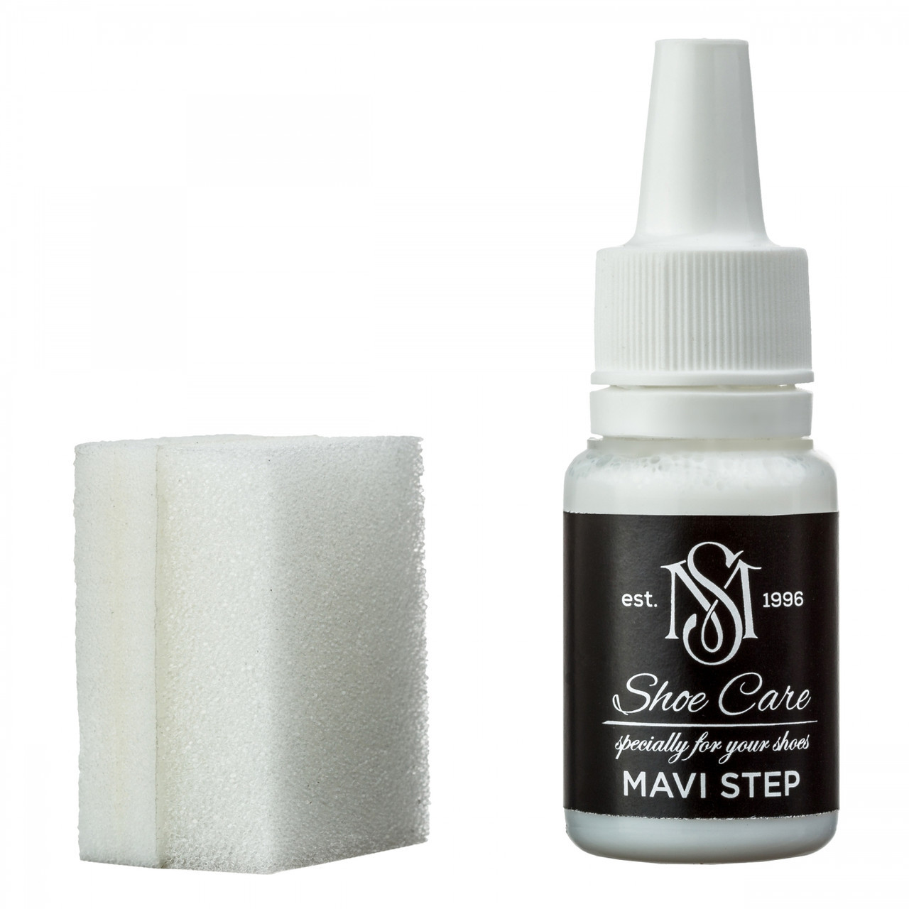 

Белая краска для обуви из гладкой кожи и текстиля со спонжем MAVI STEP White Express Kit, 10 мл, Белый