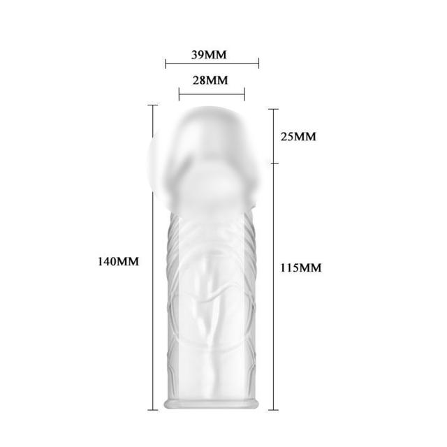 Многоразовый прозрачный презерватив увеличение члена на 2,5 см насадка Penis Sleeve
