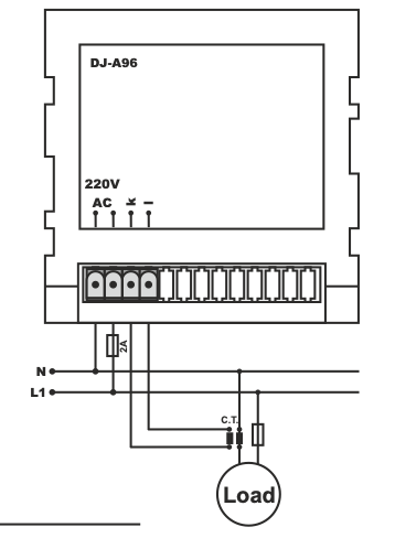 Электронный амперметр 100mA - 5.5A панельный щитовой 96х96 мм переменного тока 