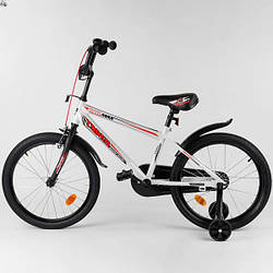 Велосипед на рост 120-140 см, 20 дюймов, белый (доп. колеса, стальные диски, на 6-9 лет) CORSO N 2866