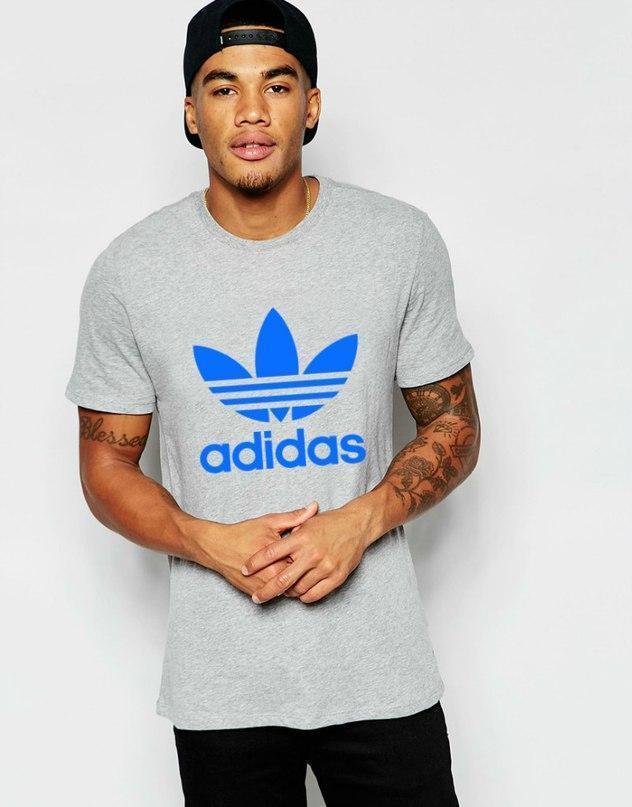

Мужская футболка Adidas, спортивная футболка Адидас, хлопок, серая, Серый