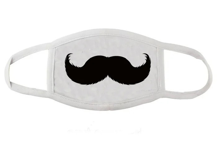 Защитная маска для лица белая Усы Черные (женская,детская,мужская)