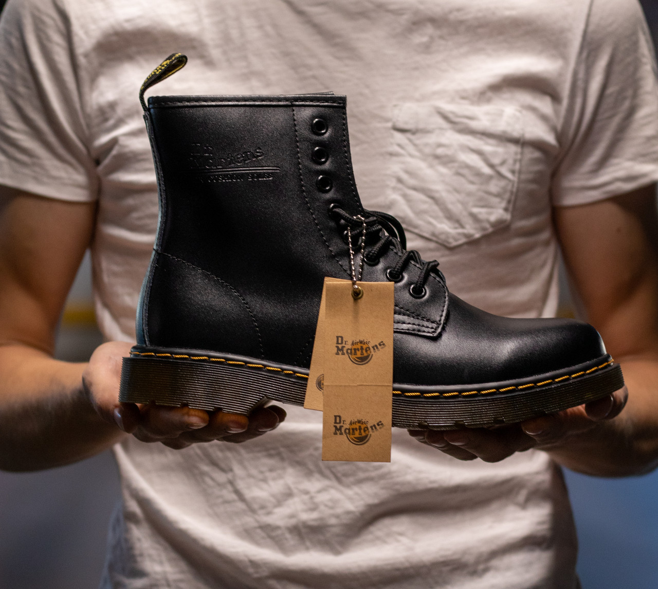 

Ботинки мужские Dr. Martens 1460 Black Доктор Мартинс 1460 (МЕХ) Черные, Черный