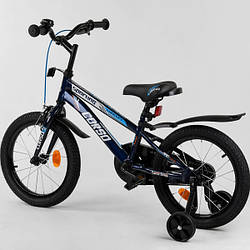 Велосипед для хлопчика 5-6 років, 16 дюймів, синій (дод. колеса, ручного гальма, на ріст 110-115см) CORSO R-16515