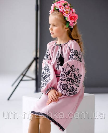 розовое платье вышиванка для девочки