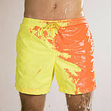 Шорты хамелеон для плавания, пляжные мужские спортивные меняющие цвет желтые в квадраты размер S код 26-0108, фото 4