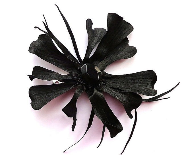 Шпилька для волосся ручної роботи "Гібіскус Атласний Чорний"-купіть- в інтернет-магазині AnnaRose
