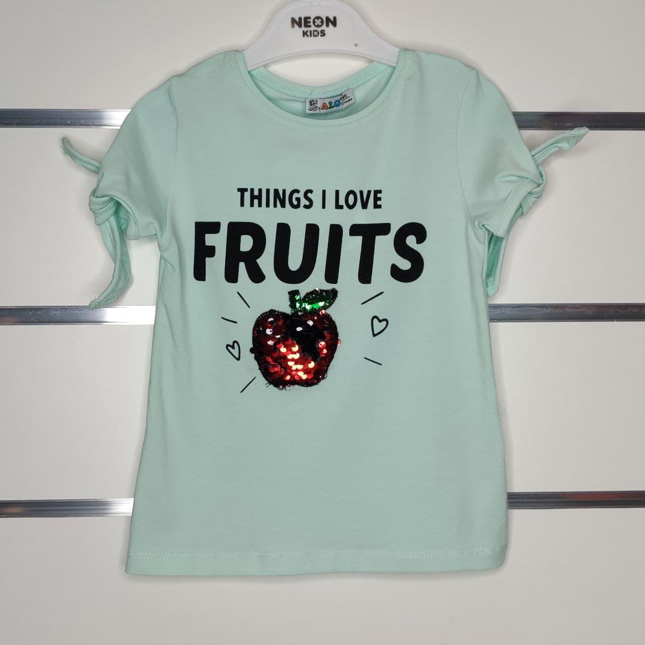 

Трикотажная футболка с пайетками Яблоко для девочки бирюзового цвета 98 см, 104 см, 116 см, 122 см, Бирюзовый
