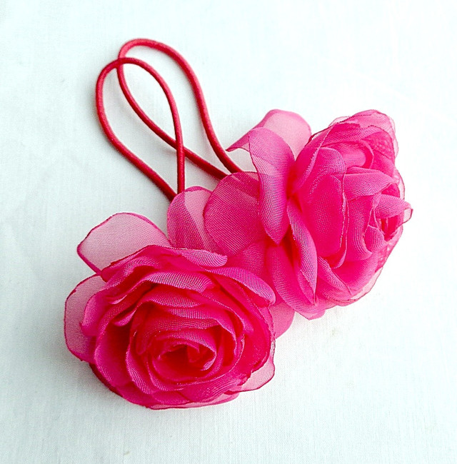 Гумка для волосся з квітами ручної роботи "Троянда Малинова"-в інтернет-магазині AnnaRose