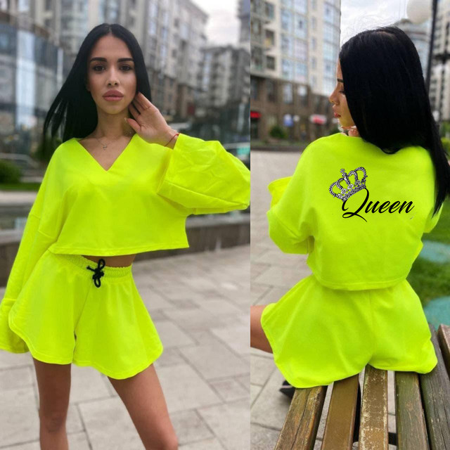 Женский летний костюм oversize шортами Queen