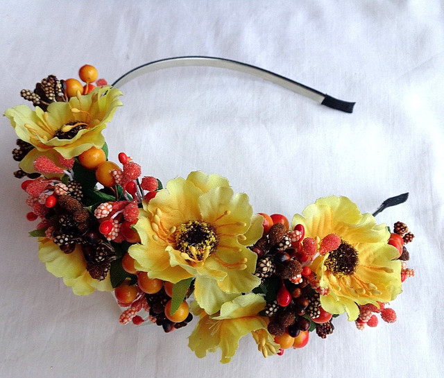 Обруч для волосся з квітами ручної роботи Жовті Анемони-купити-в інтернет-магазині AnnaRose
