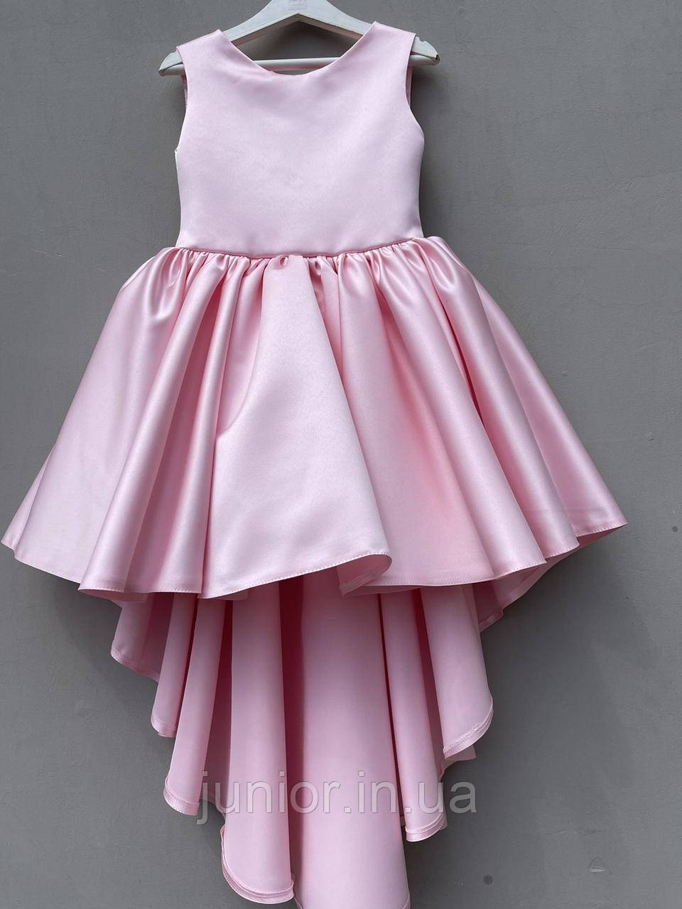 Нарядное атласное платье со шлейфом  для девочки "Эмма"