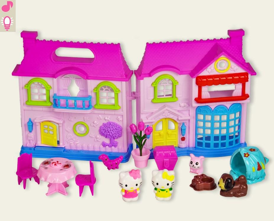 Кукольный домик с фигурками Hello Kitty, мебелью, свет и звук