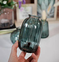 Маленькая стильная вазочка, бутылочка, флакон "Ричи" зеленый цвет 12х7 см