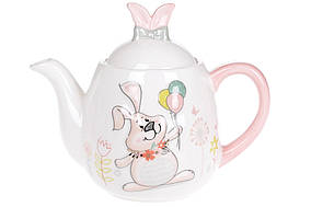 Чайник керамический 1л с объемным рисунком Веселый кролик BonaDi DM140-E   ТОВАР ОТ ПРОИЗВОДИТЕЛЯ